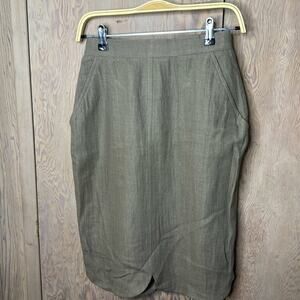 Vintage NWT Umberto Ginocchietti Women's Khaki Midi Skirt